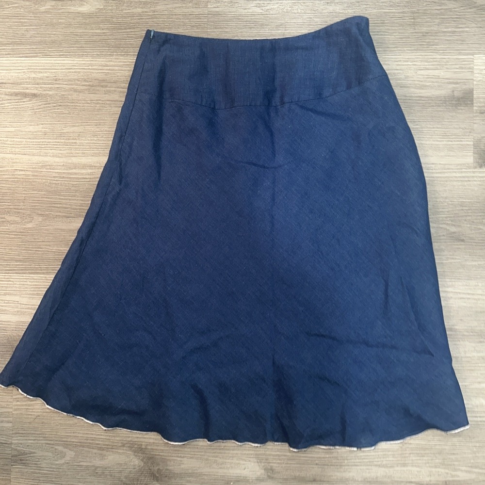 Nine‎ & Company Women Chambray Floral Embroidered Linen Blend Western Skirt Sz 8 - Picture 4 of 9